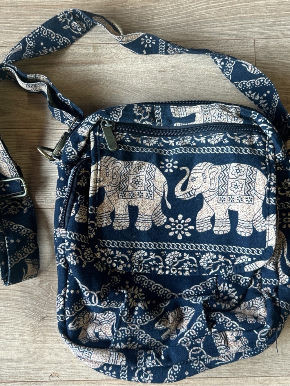 Navy Elephant Print‎ Crossbody Bag